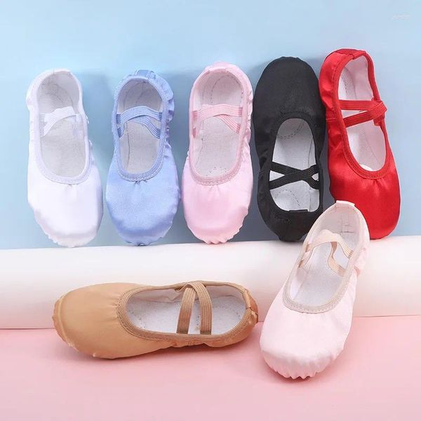 Scarpe da ballo puro colore blu blu polpa rosa dal bambino 23 alle donne 43 ragazze per bambini pantofole ballerina esercitati da balletto scarpa