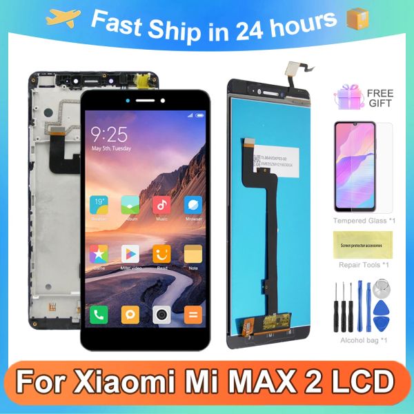 Tozluklar Xiaomi Mi MAX 2 LCD ekran MI MAX2 LCD ekran için çerçeveli dokunmatik ekran dijitalleştirici düzeneği