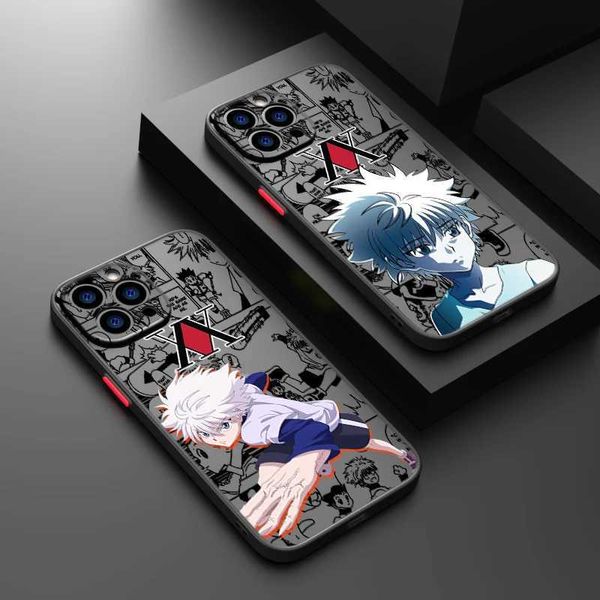 Handy -Stoßstangen Hunterhunter Anime für iPhone 15 14 13 12 Mini 11 xs xr x 8 7 Pro Max plus TPU Frosted Transucent Phone Case Y240423