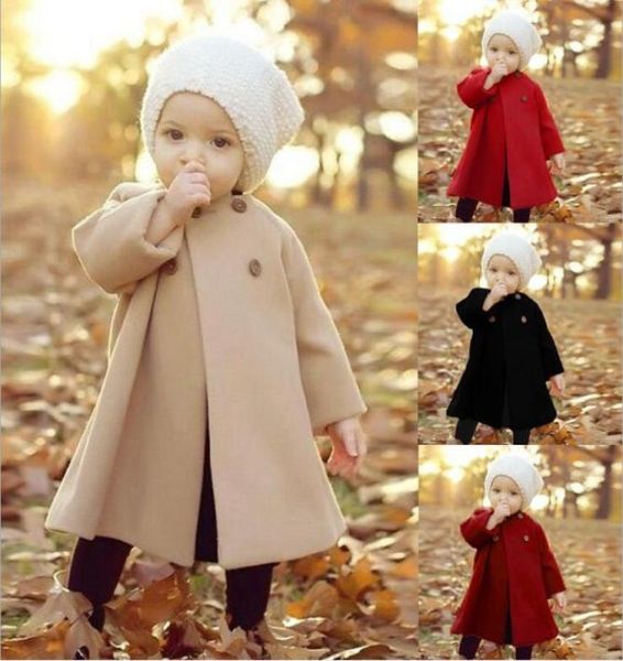 Baby Kid Herbst Winter Wollmäntel Neue Europa United States Cloak Style Langarm Cashmere Mantel für Girl Whole7902034