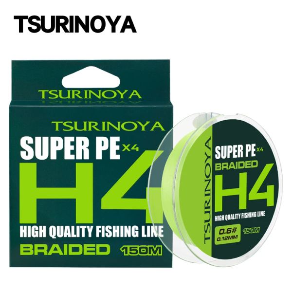 Accessori Tsurinoya 4 fili di pesca intrecciati 4 libbre da 6 libbre da 8 libbre gioco di trota H4 150m Multifilamento PE LINE AJING Long Casting