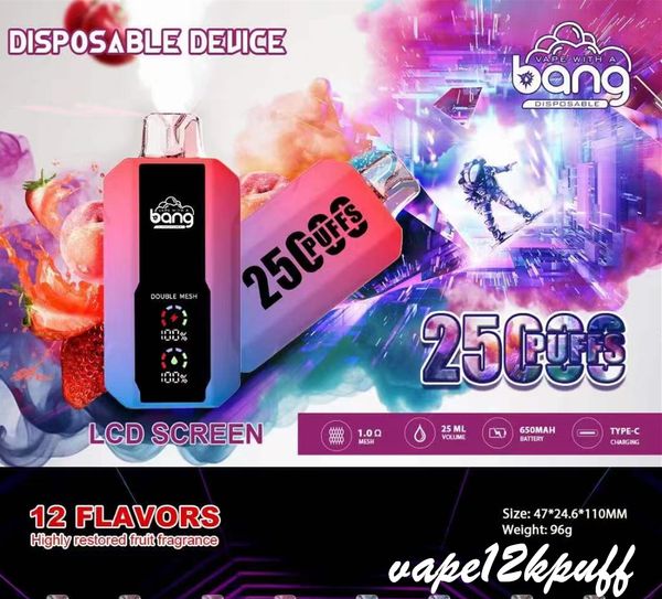 BANG BOX 25000 BUFS SUBILITURA PEN-CARETTE MIGARETTA SCOLA 25000 CAVO DI NETWARE CAVO RICATURABILE BATTERE 650MAH PRE PIÙ PIETTA 30 ML 0% 2% 3% 5% 12 Fusti