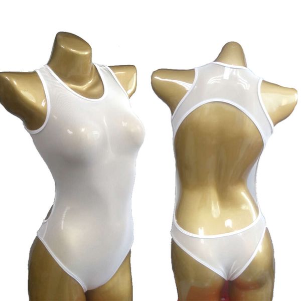 Frauen mesh transparent hoch geschnittener Bodyuit durch Rückenfreie sexy Tanga Japaner Sukumizu Badebode Erotische Dessous F19