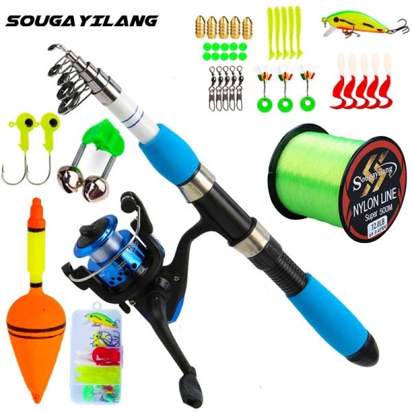 Accessori Sougayilang 1.0m3.0m Vendi da pesca da viaggio telescopici e bobine combinate per bambini con latta di pesca ad esca Full Kit