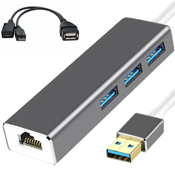Hubs 3 USB -Hub -Lan -Ethernet -Adapter + OTG USB -Kabel für Fire Stick 2. Gen oder Fire TV3