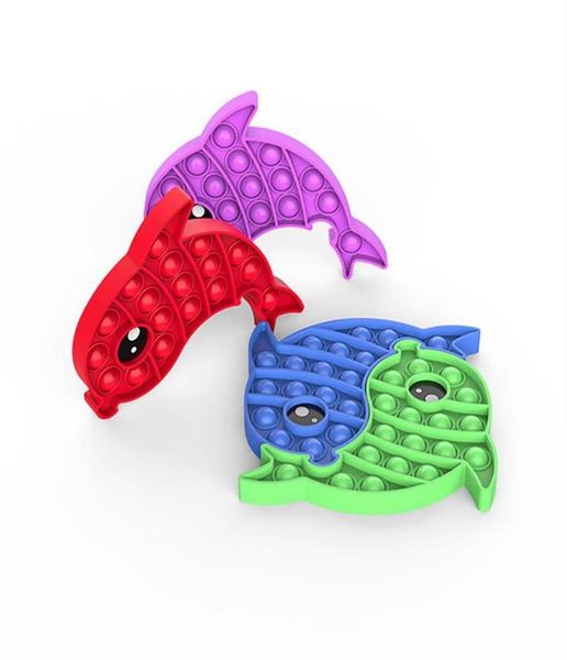 Толкать пузырьковую игрушку Sensory Delphinidae Autism Dolphin Squishy Toys Toys Toys Gift 6 Colorsa30a198598547