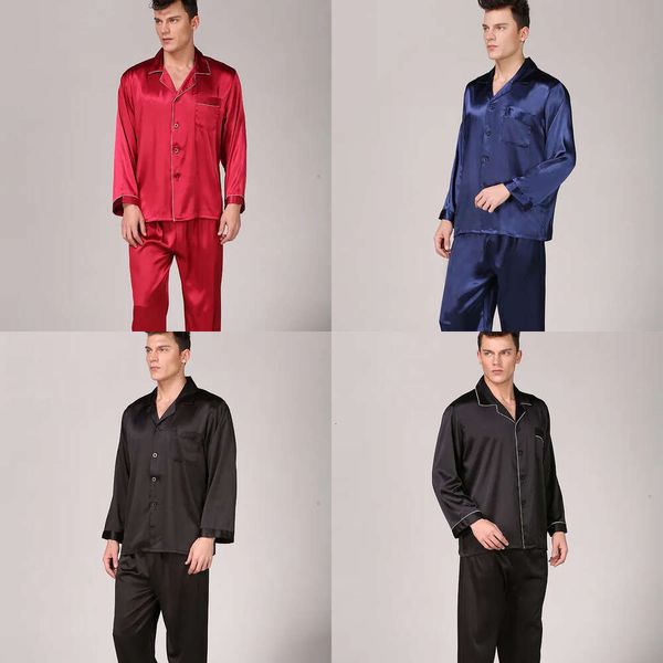 Tamanho Plus Pama masculino preto mancha azul azul seda Sexy Sleepwear modey estilo casas de casa