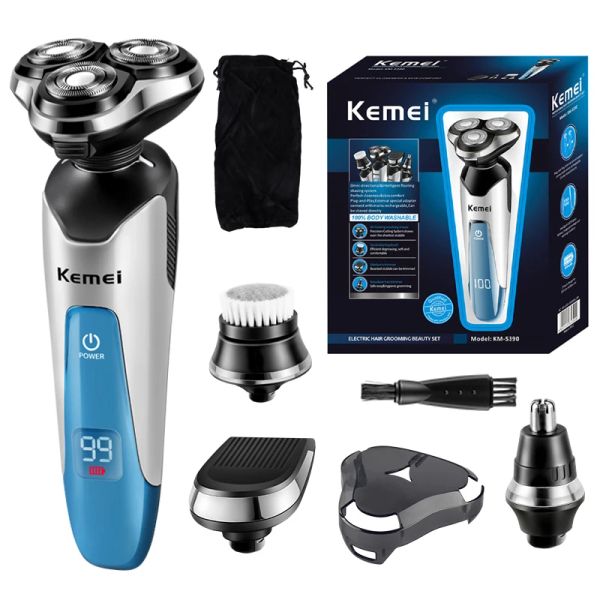 Shavers 4in1 rasoi elettrici ricaricabili per uomo trimmer rasoio bagnato a secco a secco a secco per la rasatura del viso auricolare kit di toelettatura del naso