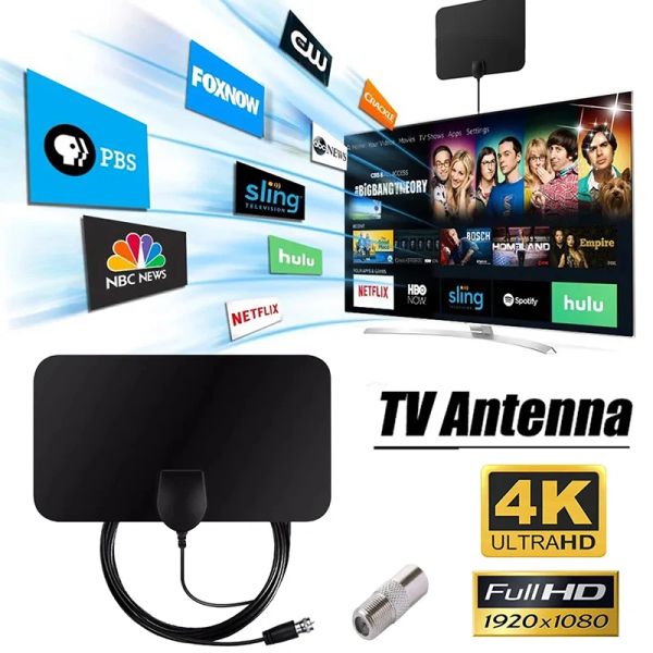 Antena de TV de controle para TV Digital Global DTV Box 1080p DVBT2 3000 milhas Booster HD para RV Antena de carro externa TV Indoor Smart TV UE Plug