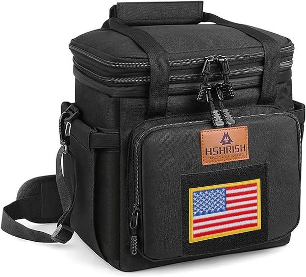 Hshrish Double Deck Tactical Lunch Box Большая расширяемая изолированная мешок для ланча. Прочная водонепроницаемая протезной протезной кулер с флагом 240415