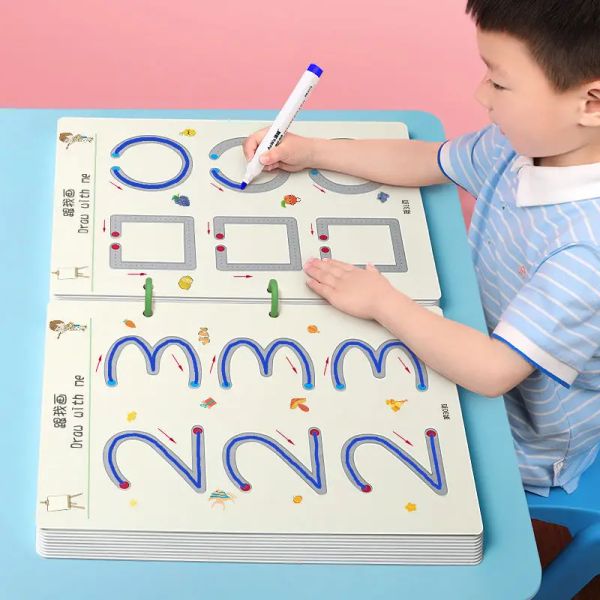 Spielzeug wiederverwendbares Kopie für Kalligraphie Lernen Alphabetmalerei Arithmetische Mathematik Kinder Handschrift Praxis Bücher Montessori Spielzeug