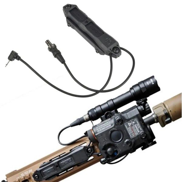 Luci tattico Switch a pressione Canca a doppia funzione remota per PEQ15 DBALA2 M300 M600 Flashlight Airsoft Arma Scout Light