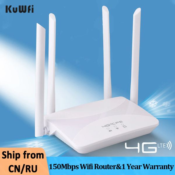 Yönlendiriciler Kuwfi 4G LTE WIFI SIM KART YÜKSEK İLE EV EVİ HOTSPOT RJ45 WAN LAN MODEM 4G WiFi Kamera CPE Kablosuz Yönlendirici Paylaşım Trafiği