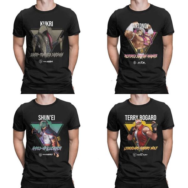 Tshirts Erkekler Kralı Savaşçılar XV Efsanevi Aç Kurt Terry Bogard Saf Pamuk Tişört Kısa Kollu Tişörtler O Boyun Üstleri Artı Boyut 230110 S OPS