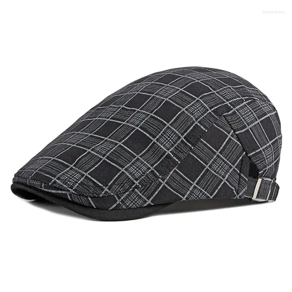 Boinas boinas de algodão britânico Plaid Cap Sboy Mulheres para a frente Hat para a frente Gatsby dirigindo CABBIE