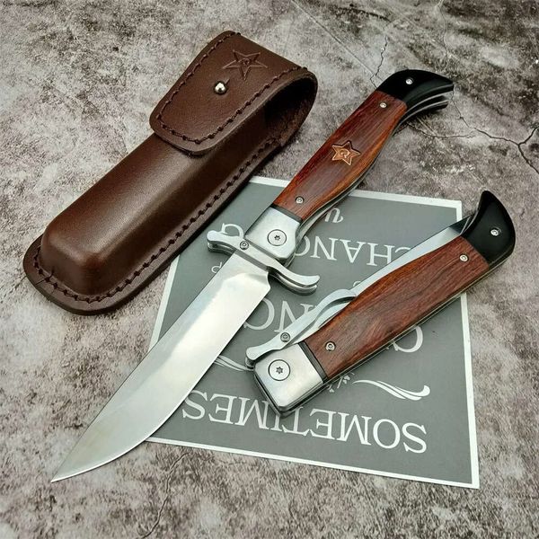 Russo Finka NKVD KGB Folding KIFE 440C Blade Rosewood Manico a caccia esterno Calni Milivi Milivi Tattico Tattico EDC Tool