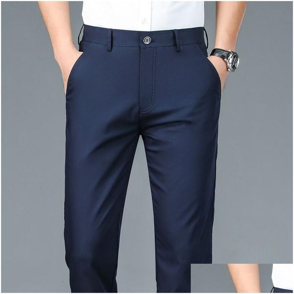 Jeans jeans di alta qualità di lusso dritti per abiti da business pantaloni uomini designer in fibra di bambù primavera estate elegante casual lungo pantalone dhhel