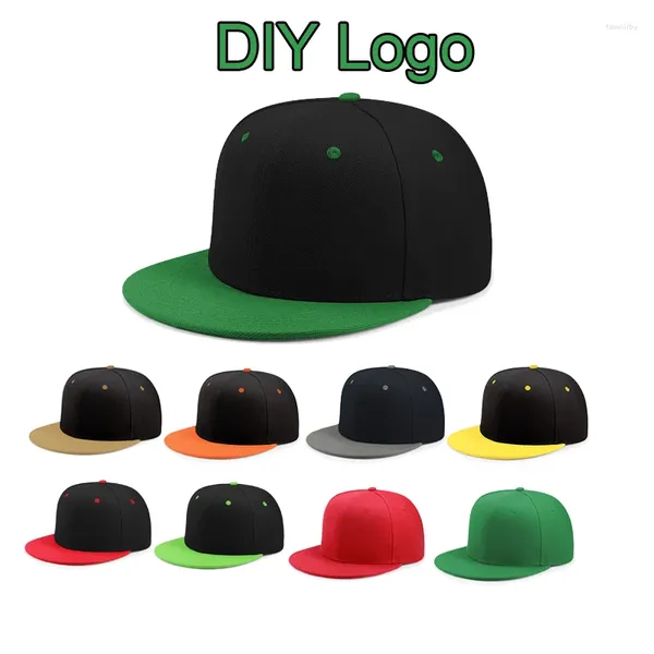 Ballkappen benutzerdefinierte Logo Farbe Dunkelgrün flachem Rand Trendy Outdoor Herren- und Frauen Sommer -Schnappbaseball -Sonne Verstellbarer Hip Hop Hut