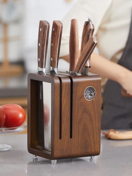 Cucina di stoccaggio Countering in legno solido coltellino portaoggetti per coltello per coltello per la ventilazione stampo a prova di drenaggio a prova di drenaggio coltelline