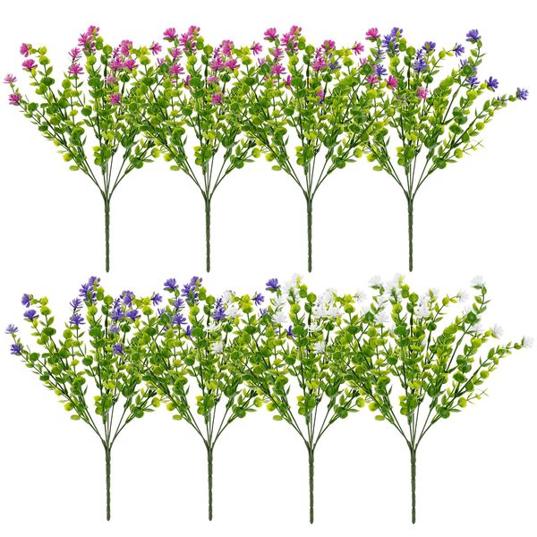8pcs Flores artificiais Buquê de flor falso decorativo Faux Floral Centerpieces Realistic Simulation Flower Plastic Greenery 240409