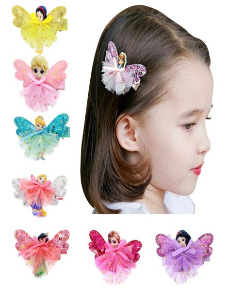 8 стилей девочки Fairy Princess Lace Sequits Hairpins White Butterfly Wings Clips Clips милые симпатичные детские волосы аксессуары3922405