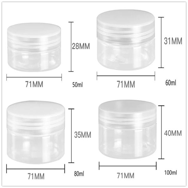 Removers 50pcs/Los 30G 50G 60G 80G 100 g Kunststoffglas mit Deckel Clear Container leerer kosmetischer Cream Powder Puls Pot Pot Make -up Box