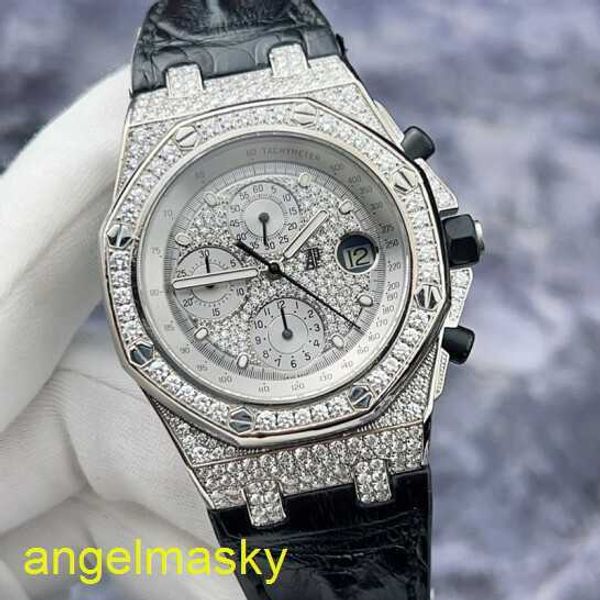 Ladies 'AP Wrist Watch Royal Oak Offshore Series 26067BC Original Diamond Full Sky Star 18k Platinum mass relógio 42mm
