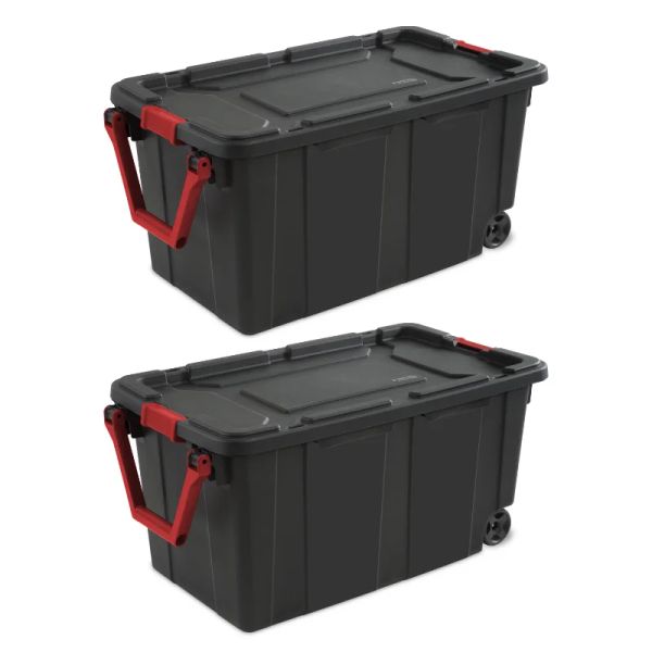 Caixas esterilite 2pcs 40 galões de bolsa industrial caixas de armazenamento plástico com rodas grandes conjuntos de caixas de armazenamento