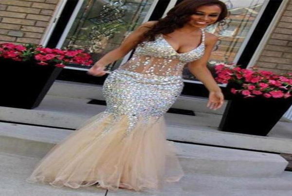 Perfekter handgefertigter Luxus -Strass -Mieder -Mieder -Abschlussball Kleider Langer Boden Offener Rücken sexy Tulle mermiad Abendkleider5637084