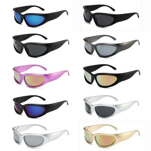 Óculos de sol Novos óculos de sol Y2K Cyberpunk UV400 Modern Oval Mody Goggles Punk Moda feminina Moda colorida Espelho de sol J240423