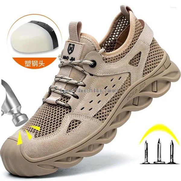 Botas isoladas de 6kV Safety Shoes Men Plastic Toe Trabalho respirável Anti-Smash Anti-Stab Male Comfort Light