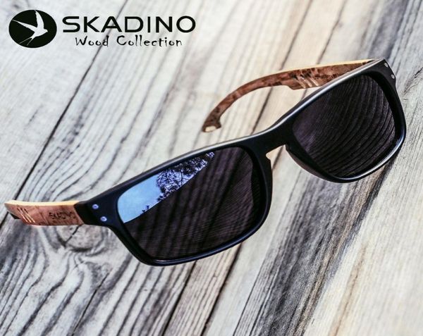 Homens de Wood Men Óculos de sol Polarizados UV400 Skadino Beech Wooden Sun Glasses for Women Blue Green Lens Green Made Moda Moda