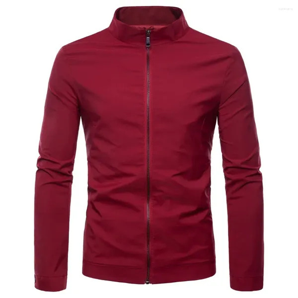 Jackets masculinos Autumn Boys Casaco de manga longa Slim Wine Red Jacket Male Stand Collar Plus Size Casual Com Zipper Men Fashion Top 2xl