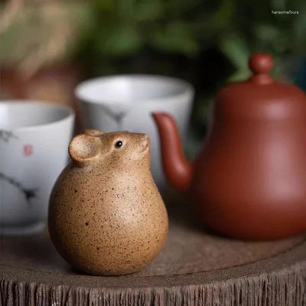 Tea Haustiere handgefertigt grob grob Keramik Haustier Maus Skulptur Figur Gongfu Accessoires Tier süßes modernes Wohnkultur