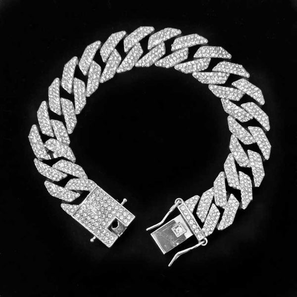 Neu 1 mm drei Reihen Diamant Kubaner Kette Trendy Hiphop Halskette Big Gold Hund