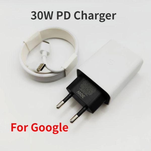 Ayakkabı İngiltere/EU/US 30W USBC Google Pixel 7 Pro 7 6a 6 Pro 5a 4A 3 2 XL Tip C Güç Adaptörü 1M Hızlı Şarj Kablosu