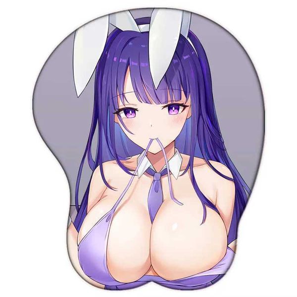 Maus -Pads Handgelenk ruhen Genshin Impact Raiden Shogun Bunny Girl Sexy große Brüste Maus -Pad Gamer Anime niedliche Handgelenk 3D Oppai Silicon Gel Mat Mousepad Y240423