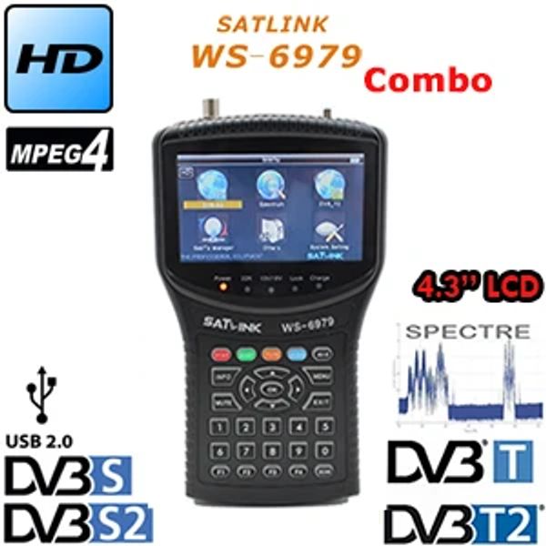 Finder Satlink WS6979 Оригинальный DVBS2 DVBT2 MPEG4 Combo + Spectrum Satellite Meter Finder WS6950HD SAT Finder WS6979 метра