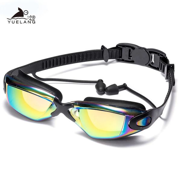 Плавающие очки плавающие ушные штекеры Профессиональные водонепроницаемые стаканы HD Анти-фаг-ультрафиолетовые регулируемые стаканы Мужчины чистые очки 240415