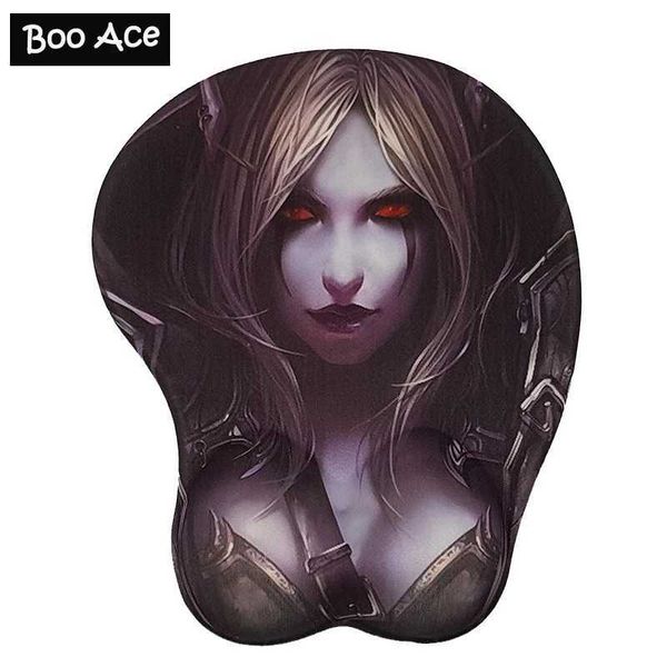 Mouse pads Pulseira repousa sylvanas sexy grande mama macia 3d mouse mouse pad nova chegada de pulso sexy descanso h2.8cm frete grátis y240423