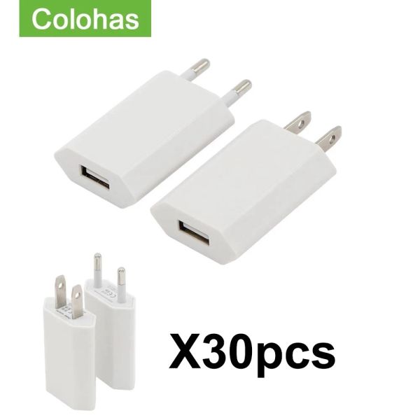 Chargers 30 PC/Lot USB Kablosu AB/ABD Fişi Telefon Şarj Cihazı Duvar Seyahat Şarj Cihazı İPhone 12 Pro 11 XS MAX XR X DROWRECK