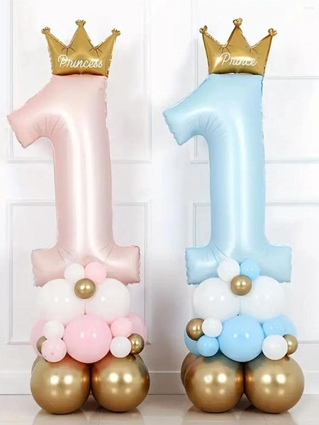 Decorazione per feste 23pcs baby boy girl 1 ° compleanno set di palloncini 42 pollici blu rosa corona numero palloncini decorazioni per bambini doccia