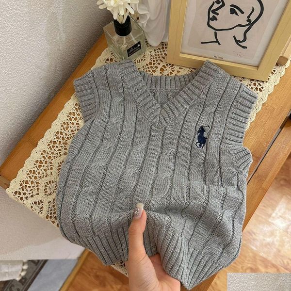 Weste Dicke Kinder Pullover Nadel Ärmellos Plover V-Ausschnitt Strickoberteile Fadentrimmen Jungen 2-7T Drop Lieferung Baby Kinder Mutterschaft Otdmj