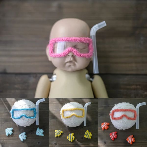 Accessoires Dvotinst Neugeborene Babyfotografie Requisiten handgefertigte Wolle Mini -Ozean -Brille Fisch Fisch Set Studio Shooting Accessoires Foto Requisiten