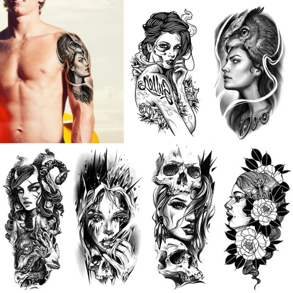 Tattoos Tattoo Tattoo Temporaridade Impermeável Floresta Lion Tigre Lobo Tempori Tattoo Adesivo Art Body Art Tattoo Fake for Woman Festival