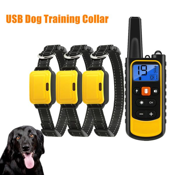 Collari di addestramento per cani USB Collar 800m Anti Bark Shock Shock PET REMOTE CONTROLLE VIBRAGGIO DI VIBRAZIONE PER CANI