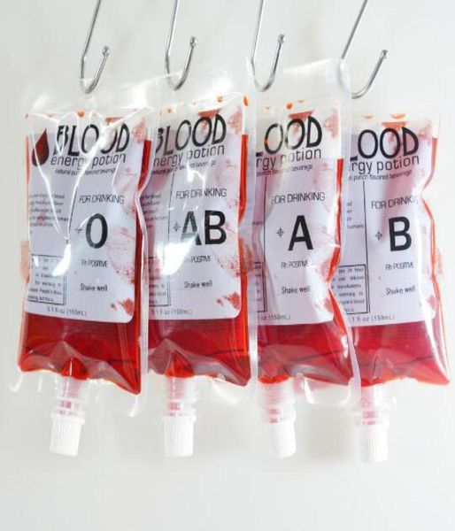 Engraçado 150ml Vampire Blood Bag suco de frutas de frutas bebida decoração de decoração de halloween adereços acessórios7594165