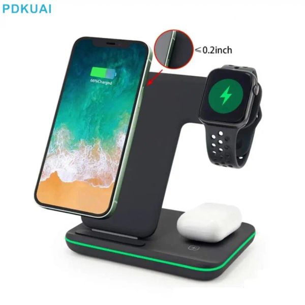 Caricabatterie 3 in 1 Stand di caricabatterie wireless 25W Carica rapida per iPhone 13 12 11 XS XR 8 Apple Watch 7 6 5 4 AirPods Pro Charge Station