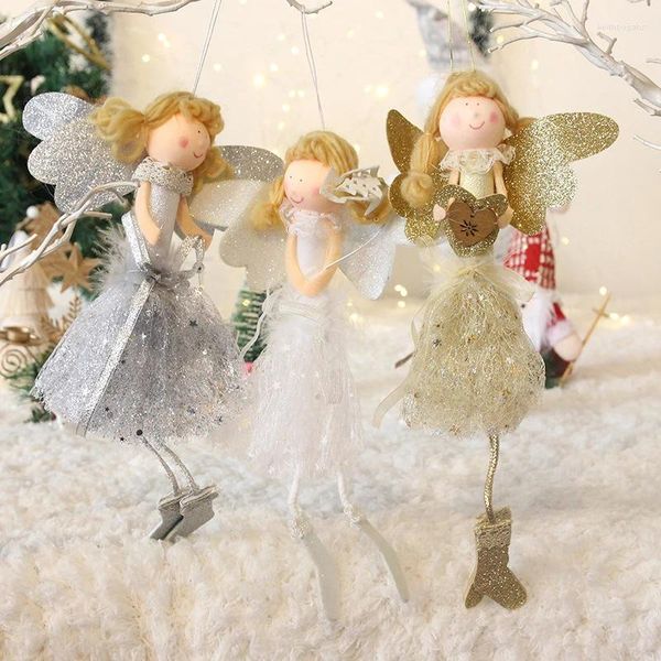 Weihnachtsdekoration 2024 Dekoration Plüsch kleiner Puppenstoff Angel Girls Baumanhänger Home Party Dekor Dekor