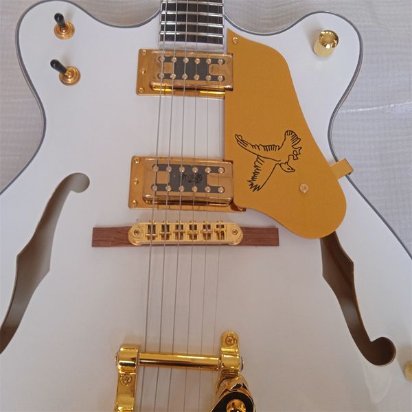 Guitarra elétrica 335 de alta qualidade Double Tremolo Bridge Gold Hardware Pickgard